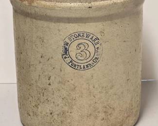 205 Antique3GallonSaltGlazedStonewareCrockMadeByPacificStoneware