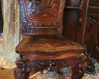 Carved rosewood Chinese side chair
