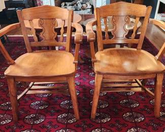 Pair of solid Pair of vintage wood armchairs