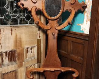Another antique walnut hall tree
