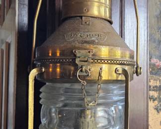 Huge antique Anchor brand brass nautical lantern