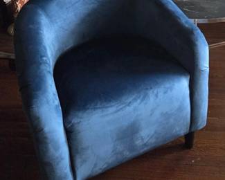 Blue velvet side chair