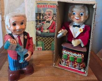 Vintage bartender battery operated animatronic figures