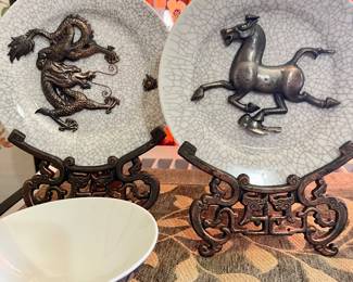 Decorative dragon and horse plates