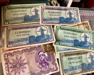 Currency used on the military base probably 1950’s, asking $5 for all