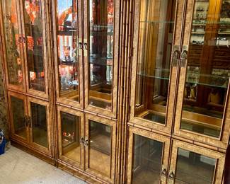 Beautiful faux bamboo style curio cabinets
