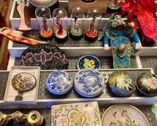 Chinese compacts, cloisonné, miniatures