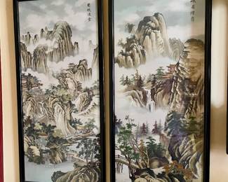 Gorgeous pair of Chinese embroidery tapestries