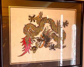 Dragon painting on rice paper