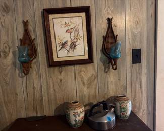 FRAMED PRINT AND SCONCES