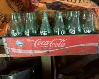 COCA-COLA BOTTLES AND CRATE