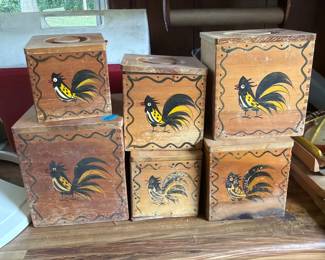 VINTAGE WOODEN CANISTERS