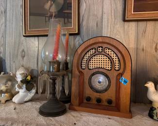 RADIO AND CANDLE HOLDERS