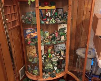 So many frogs + frog trinkets | Oak Display Case