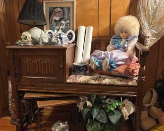 Antique Oak Telephone Bench