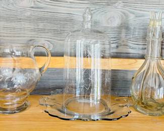 Close-up of Crystal - Princess House Pitcher - Platter