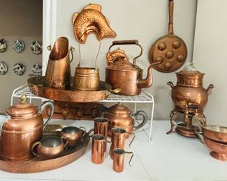 Close-up Copper Collectibles - Teapots