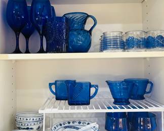Vintage Blue Glassware / Cream & Sugar Sets