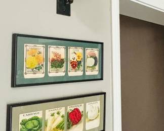 Vintage Framed Seed Packets / Vintage Hand Metal Trade Sign