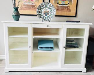 Long White Display Cabinet