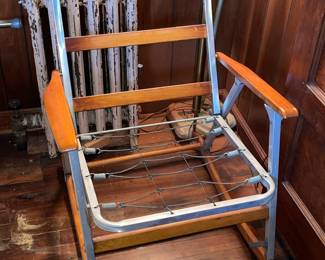 Vintage Mid-Century Modern Teak Folding Rocking Arm Chair