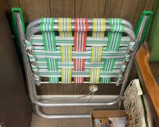 Vintage Webbed Folding Lawn Chair