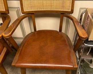STUNNING Vintage Boling Changebak Walnut W/ Cane Back Mid-Century Modern Arm Chairs