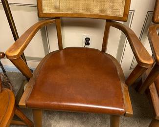 STUNNING Vintage Boling Changebak Walnut W/ Cane Back Mid-Century Modern Arm Chairs