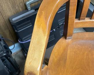 Antique Wooden Rolling Arm Chair