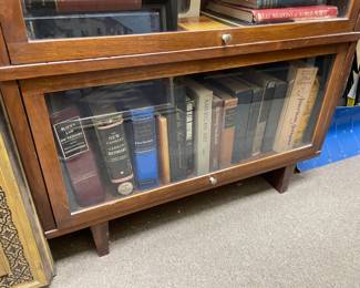 Antique Sectional Lawyer Barrister Style 3 Stack Bookcase W/ Glass Doors