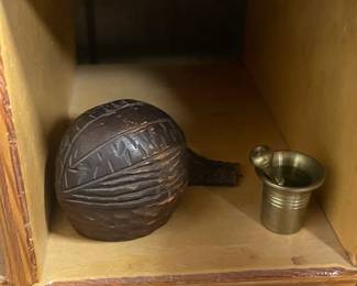 Vintage Carved Acorn Ink Well