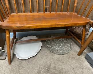 Country Wooden Bench W/ Slotted Back