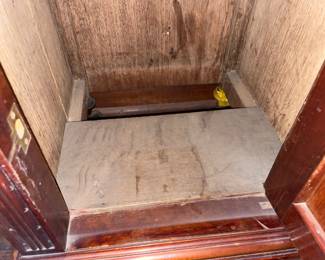Antique Wooden Table W/ Marble Top, 1 Drawer, & 1 Door