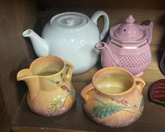 Vintage Roseville Creamer & Open Sugar Bowl