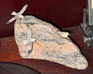 Seagulls On Rock Figurine