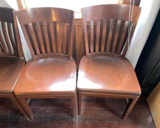 Antique Wooden Chairs W/ Slotted Back