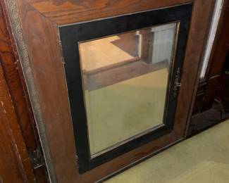 Antique Wall Mounted Wooden Pharmacy Cabinet W/ Mirror