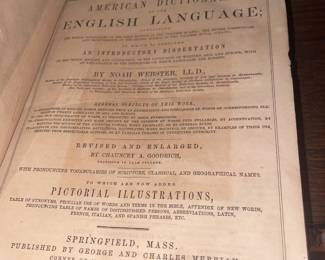 Antique Webster's Dictionary Hardcover Book (1864)