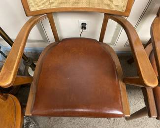 STUNNING Vintage Boling Changebak Walnut W/ Cane Back Mid-Century Modern Arm Chairs