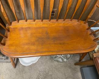 Country Wooden Bench W/ Slotted Back