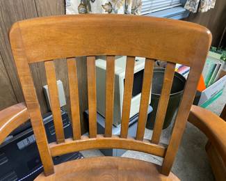 Antique Wooden Rolling Arm Chair