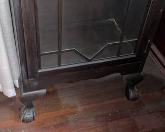 Antique Wooden Display Cabinet W/ Glass Door & Wood Trim