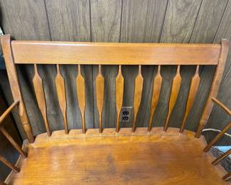 Country Wooden Bench W/ Slotted Back