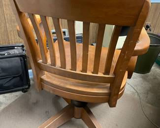 Antique Wooden Rolling Arm Chair