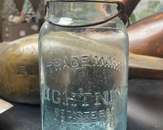 Antique Blue Glass Jar