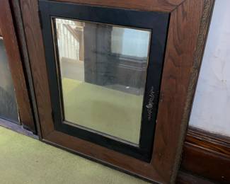 Antique Wall Mounted Wooden Pharmacy Cabinet W/ Mirror