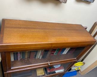 Antique Sectional Lawyer Barrister Style 3 Stack Bookcase W/ Glass Doors