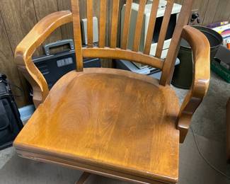 Antique Wooden Rolling Arm Chair