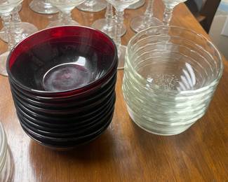 Red Cranberry Glass Bowls
