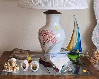 Table, Lamp, and Collectibles